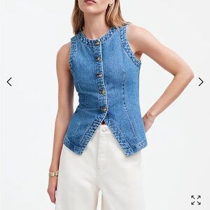 Madewell Denim Crewneck Vest in Java Wash